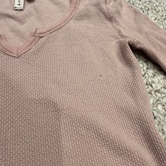 We the Free Kyoto Cuff Thermal Long Sleeve Tee Sz S Pink Patchwork Boho - Picture 3 of 8